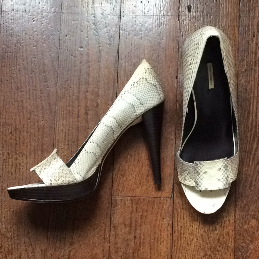 Max studio snake embossed leather heels